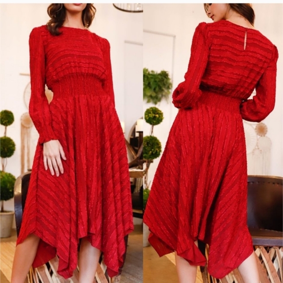 H.P.  RED HOLIDAY DRESS - Picture 3 of 4